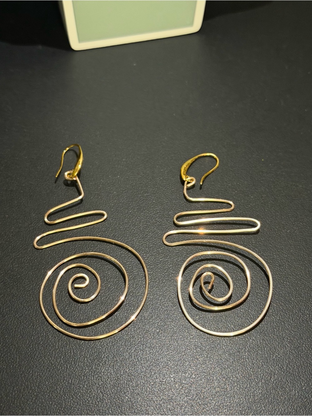 Copper Spiral Drop Earrings Handmade